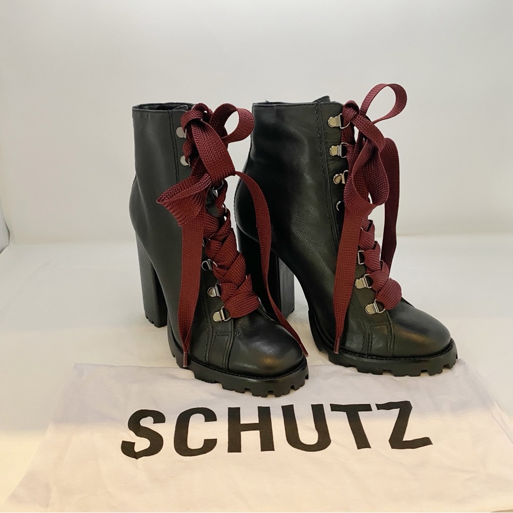 Schutz Zhara High Block Heeled Bootie | Size 8 | NWT | Modern Luxe Ankle Boots